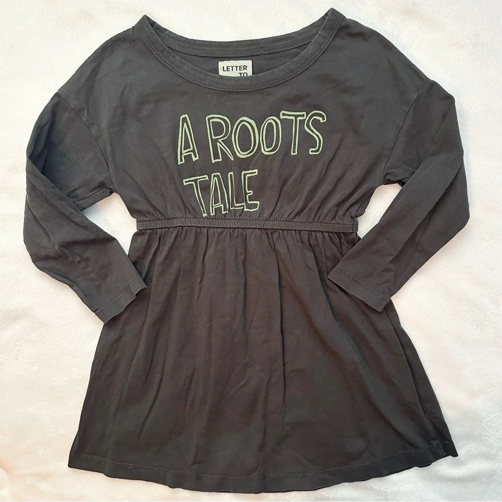 Letter to the World Charcoal Spruce “A Roots Tale” Toddler Dress Girls 2/3T Gray
